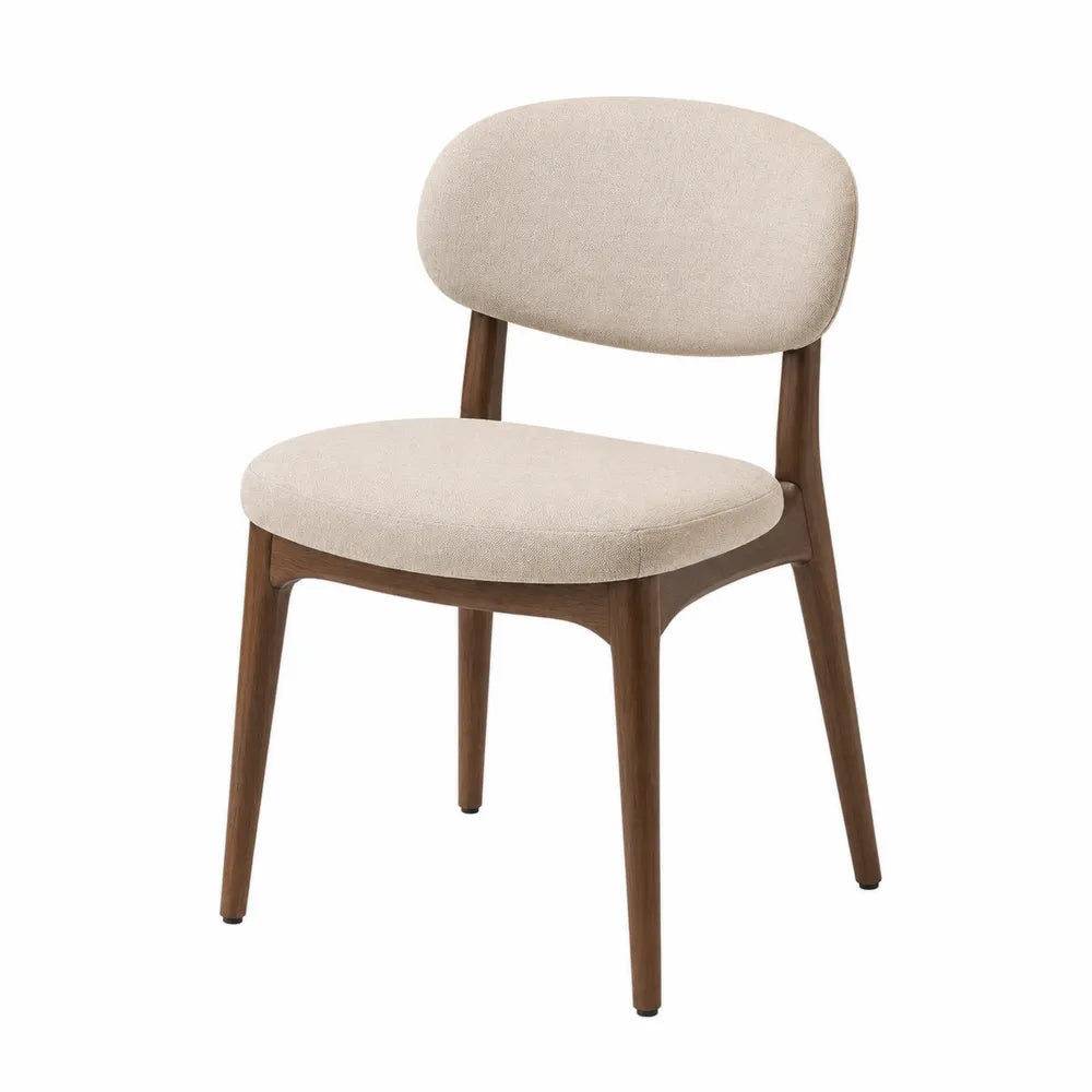 Chaise en bois et tissu polyester beige