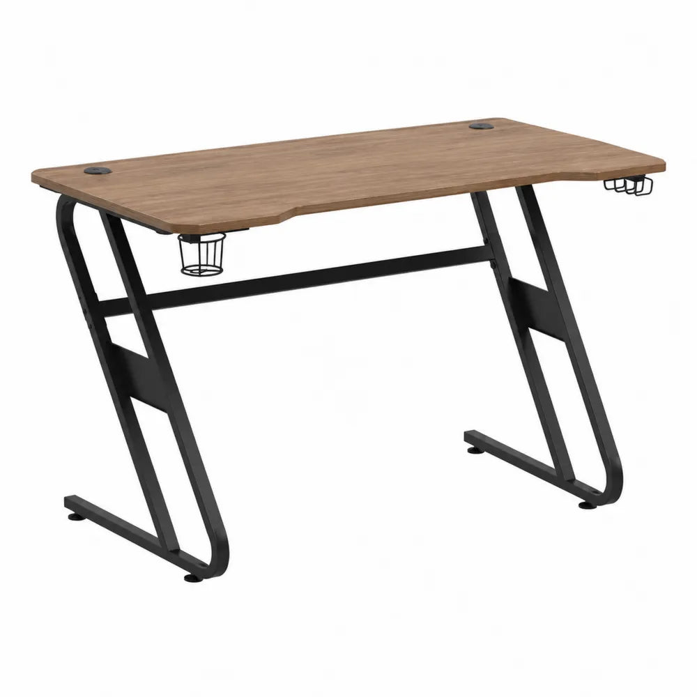 Bureau en bois et métal chêne/noir 120x60x75 cm