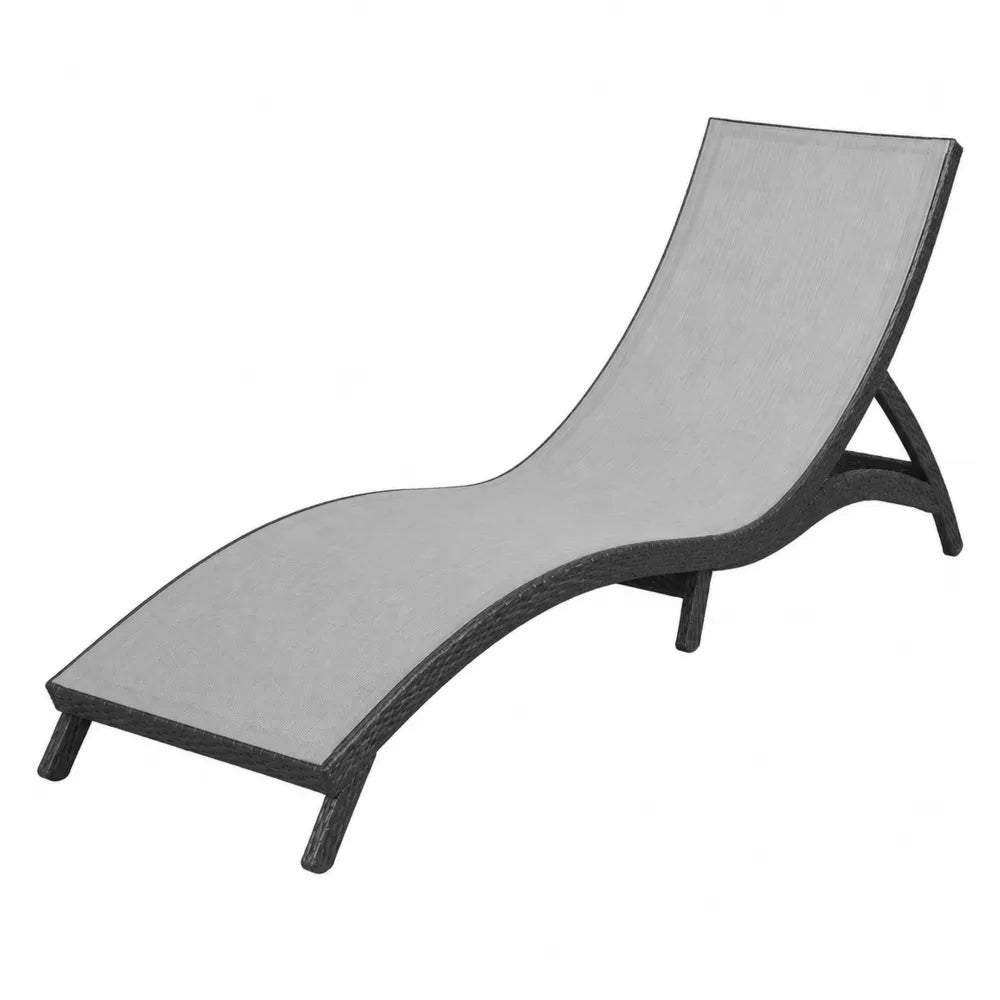Chaise longue extérieure en résine tressée et aluminium gris et noir