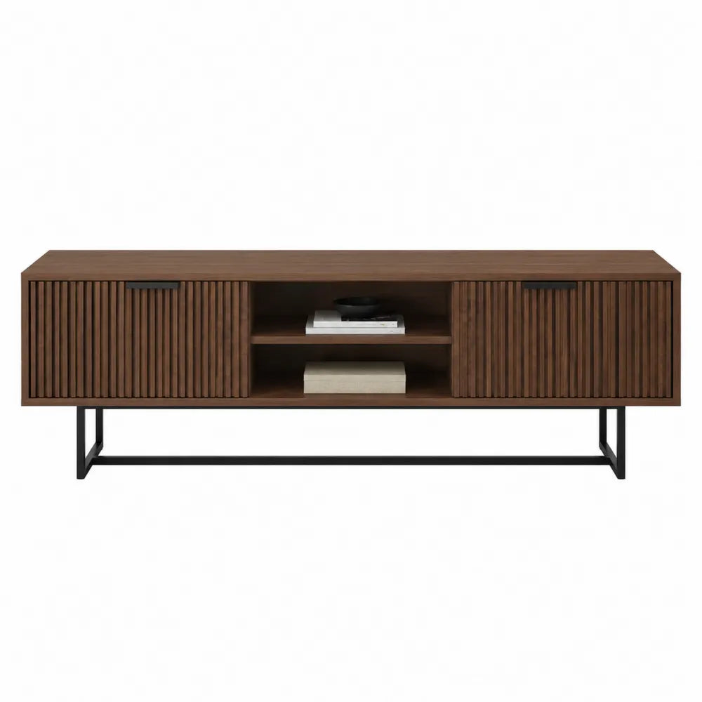 Meuble TV en bois acacia et métal brun
