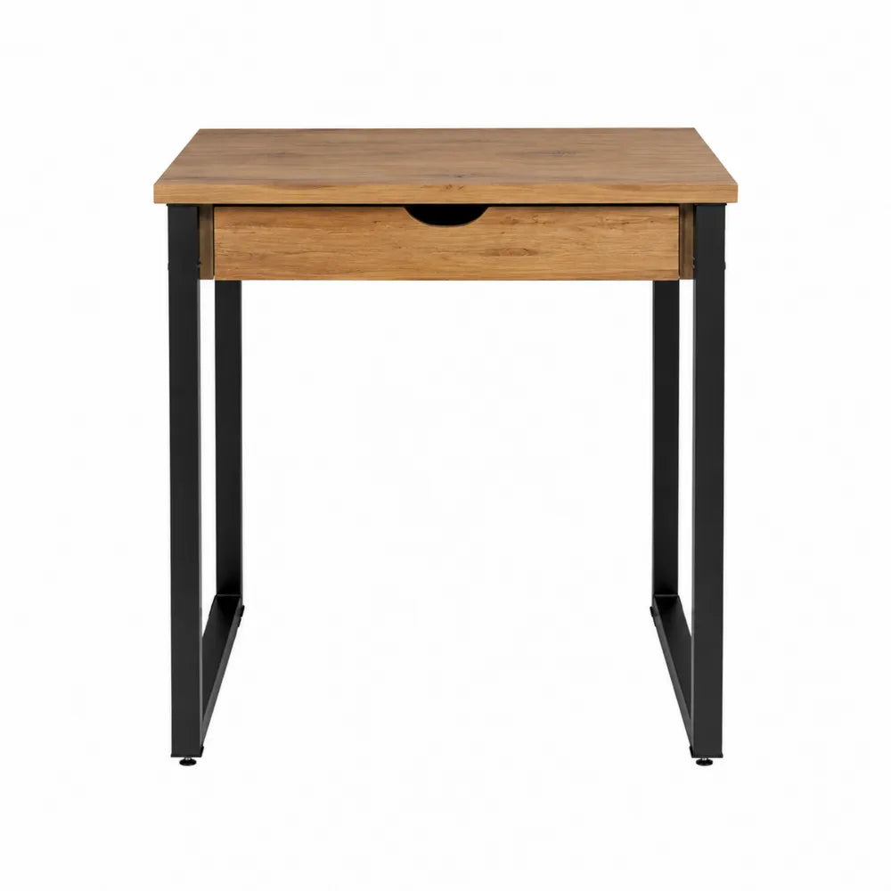 Bureau en bois avec tiroir et pieds en métal noir 90x50x75 cm