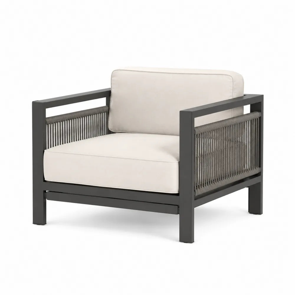 Fauteuil d'extérieur en aluminium et polyester beige