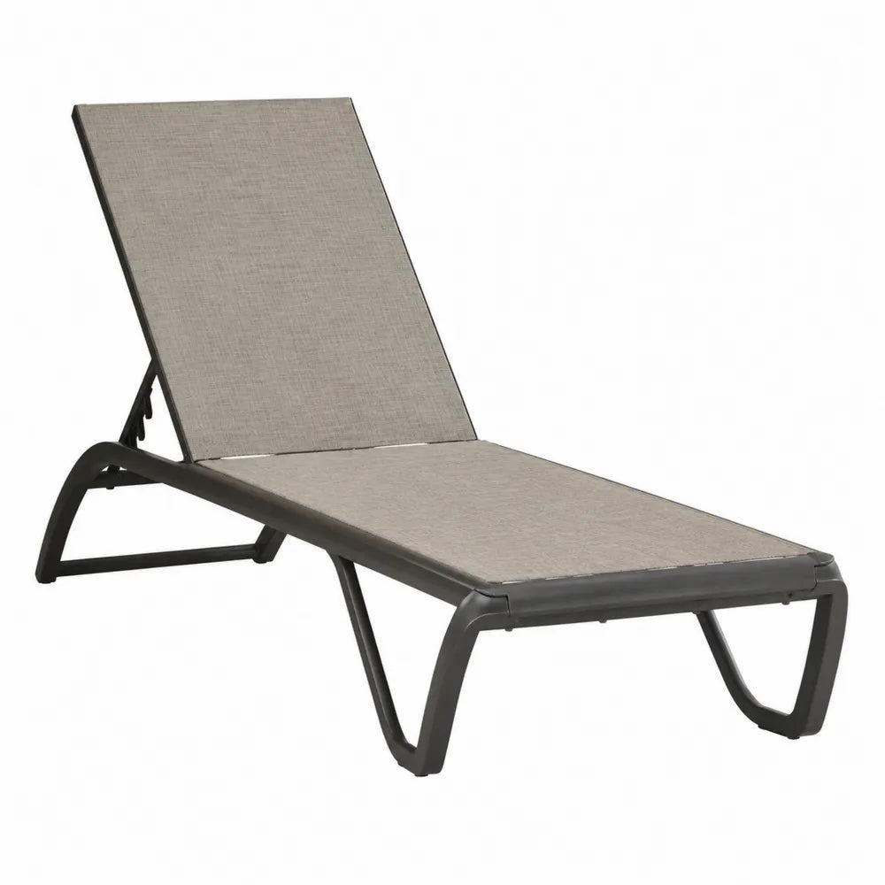 Chaise Longue Extérieure Aluminium et Textilène Gris
