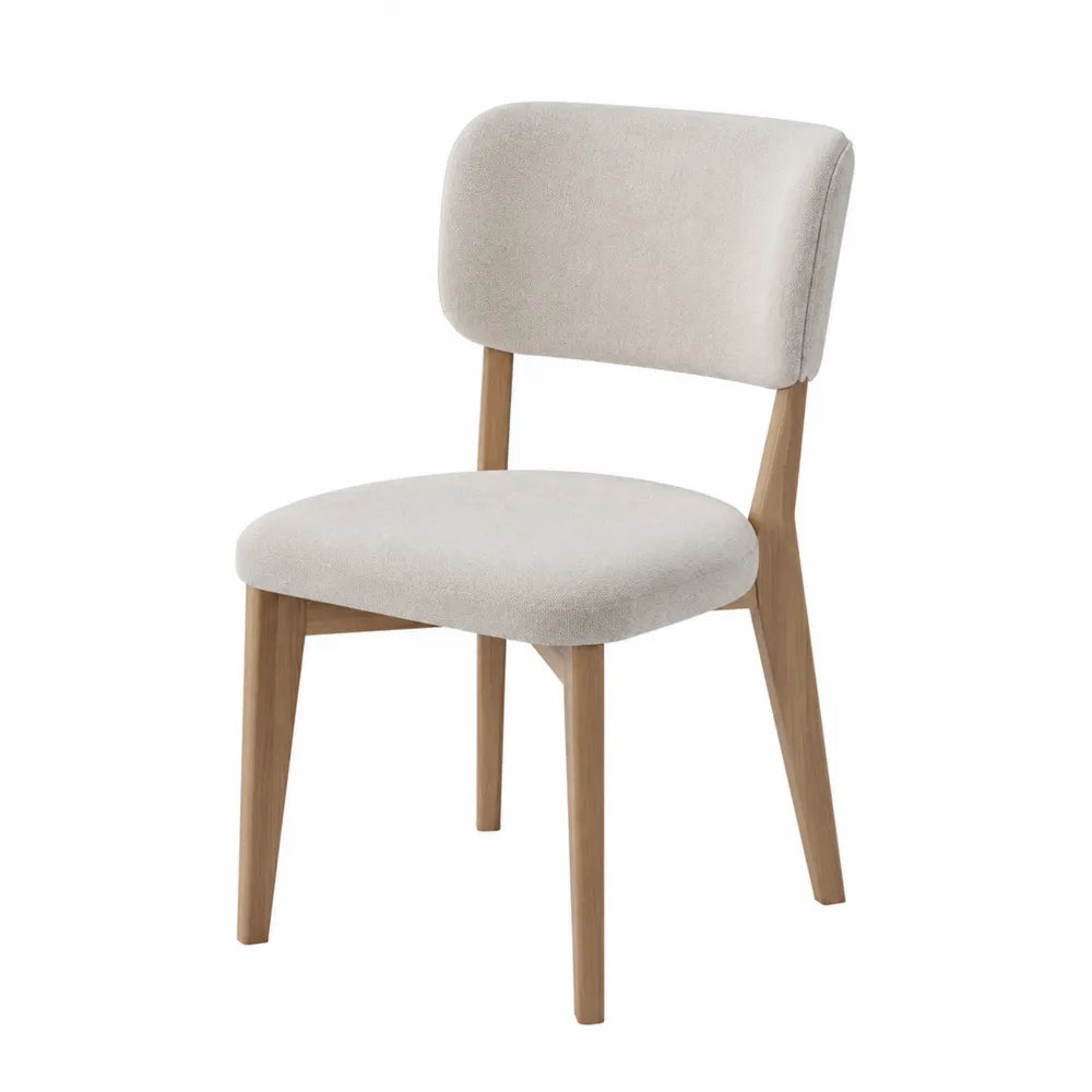 Chaise en bois de chêne avec tissu beige