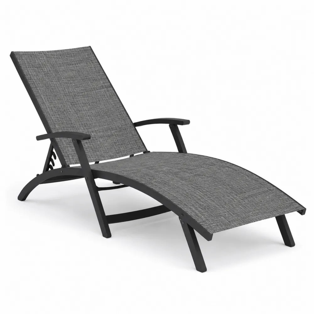 Chaise longue en aluminium et textilène gris réglable