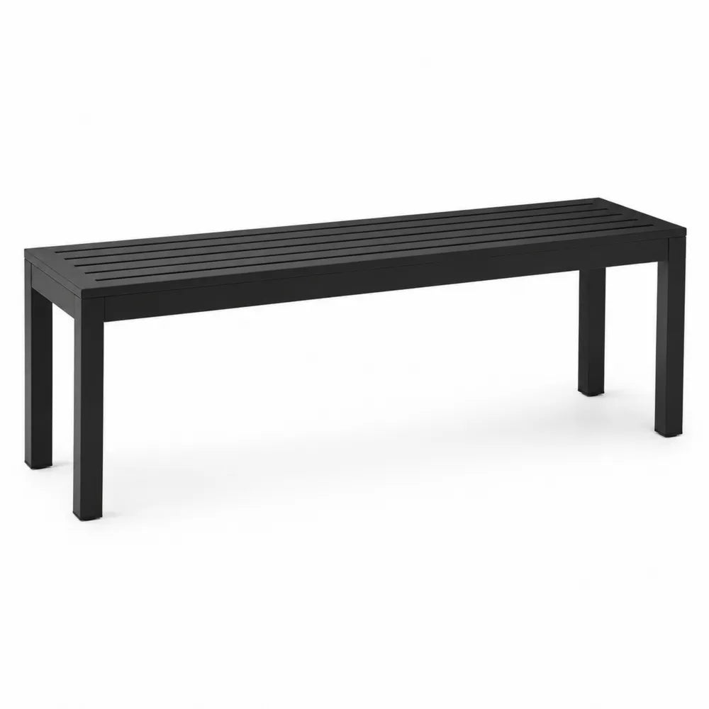 Banc en aluminium noir pour extérieur 150 cm