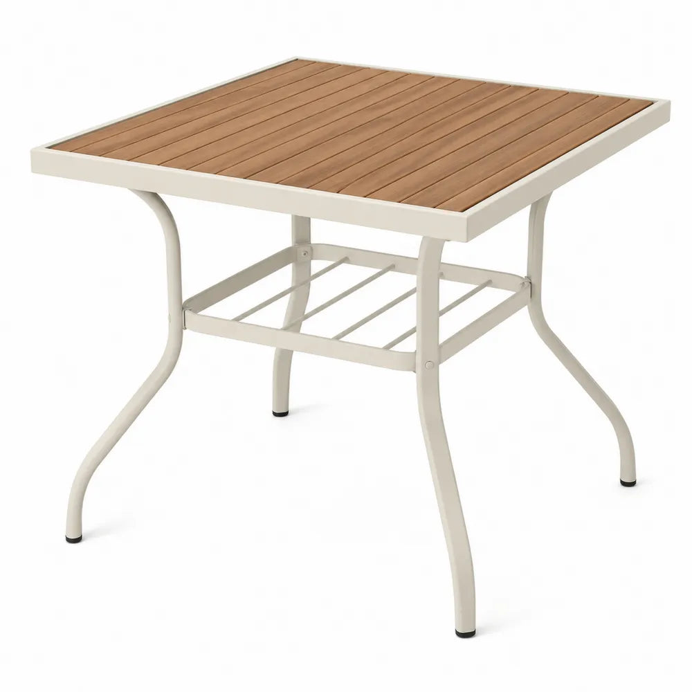 Table de jardin en métal et bois composite 90x90 cm