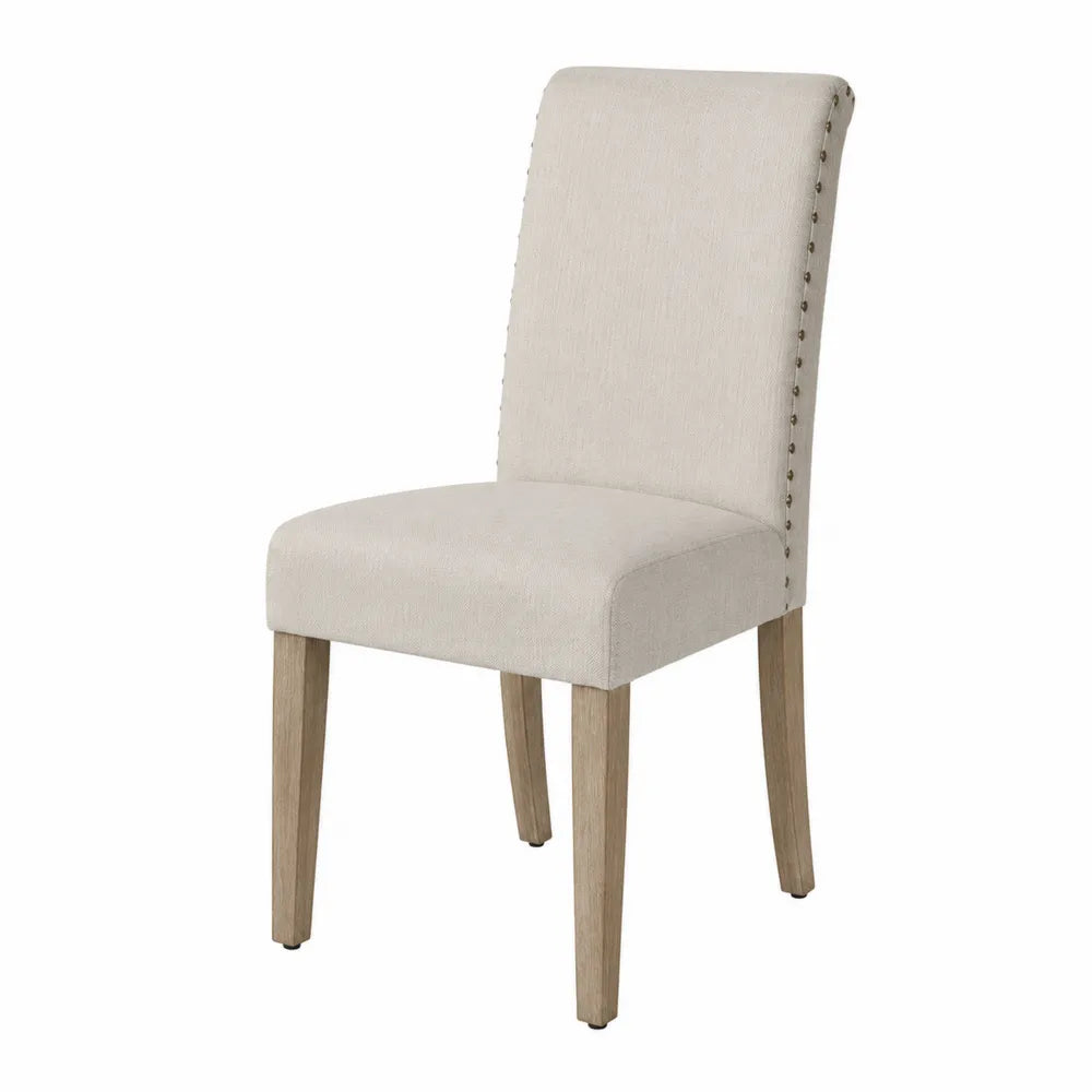 Chaise en bois et tissu beige