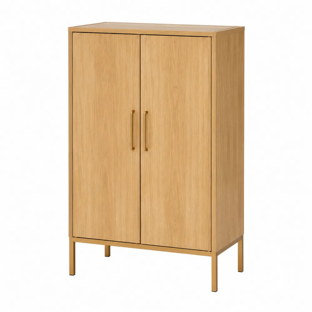 Armoire en bois MDF à double porte chêne clair 120x60x40 cm