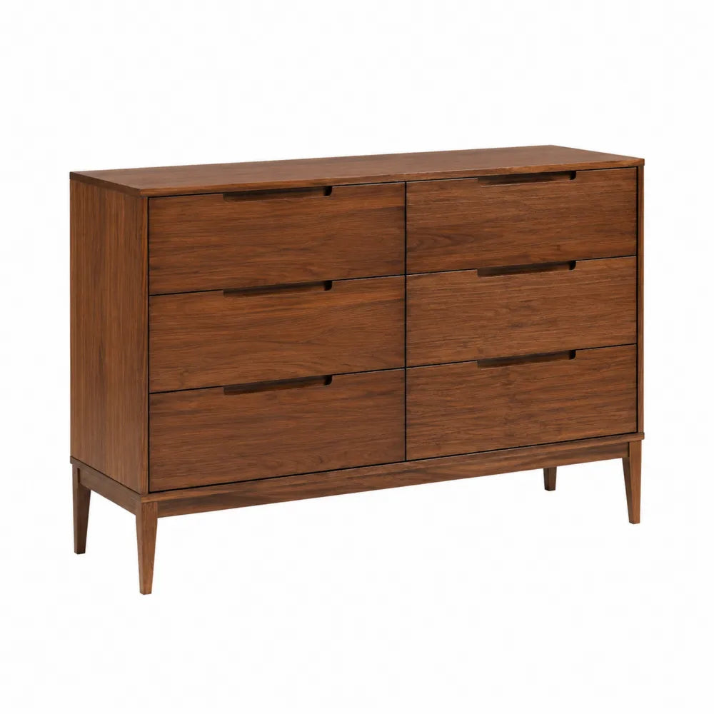 Commode en bois de noyer avec 6 tiroirs