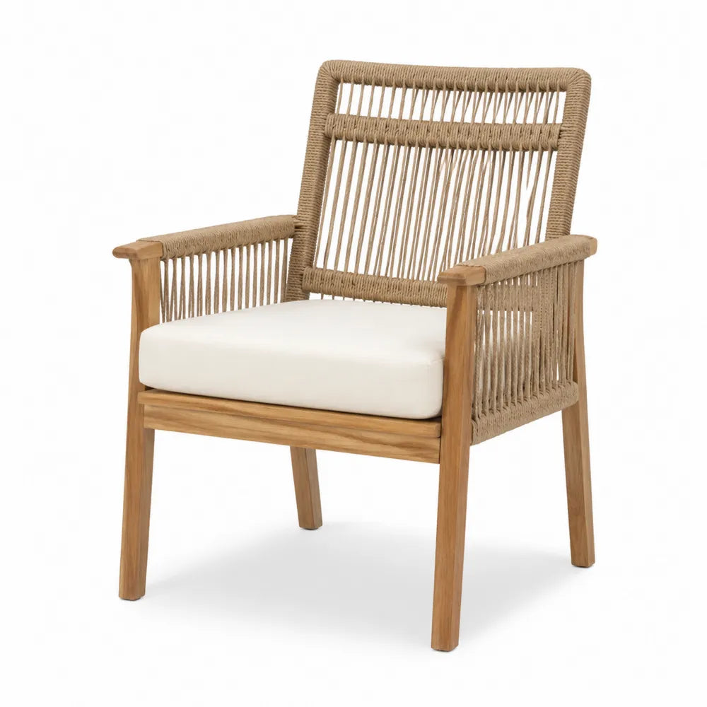 Chaise en teck avec corde en polypropylène beige