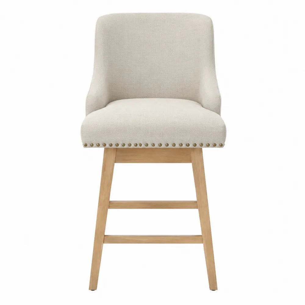 Chaise de bar en bois et tissu beige