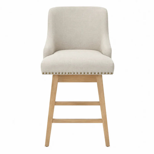 Chaise de bar en bois et tissu beige