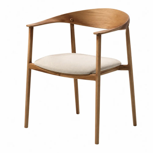 Chaise en bois avec assise en tissu beige