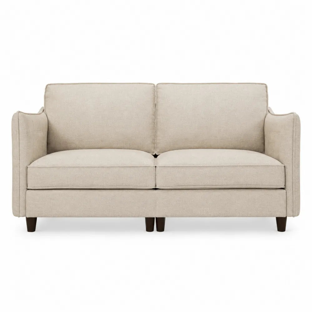 Canapé deux places en tissu polyester beige 160 cm