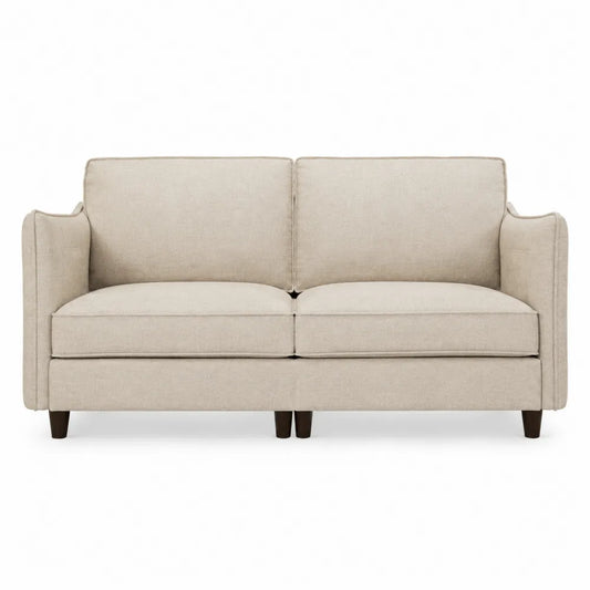 Canapé deux places en tissu polyester beige 160 cm
