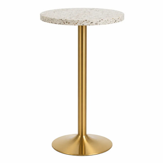 Table de bar ronde en terrazzo et métal doré 105cm