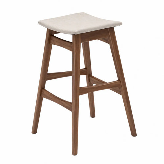 Tabouret de bar en bois avec siège en tissu beige