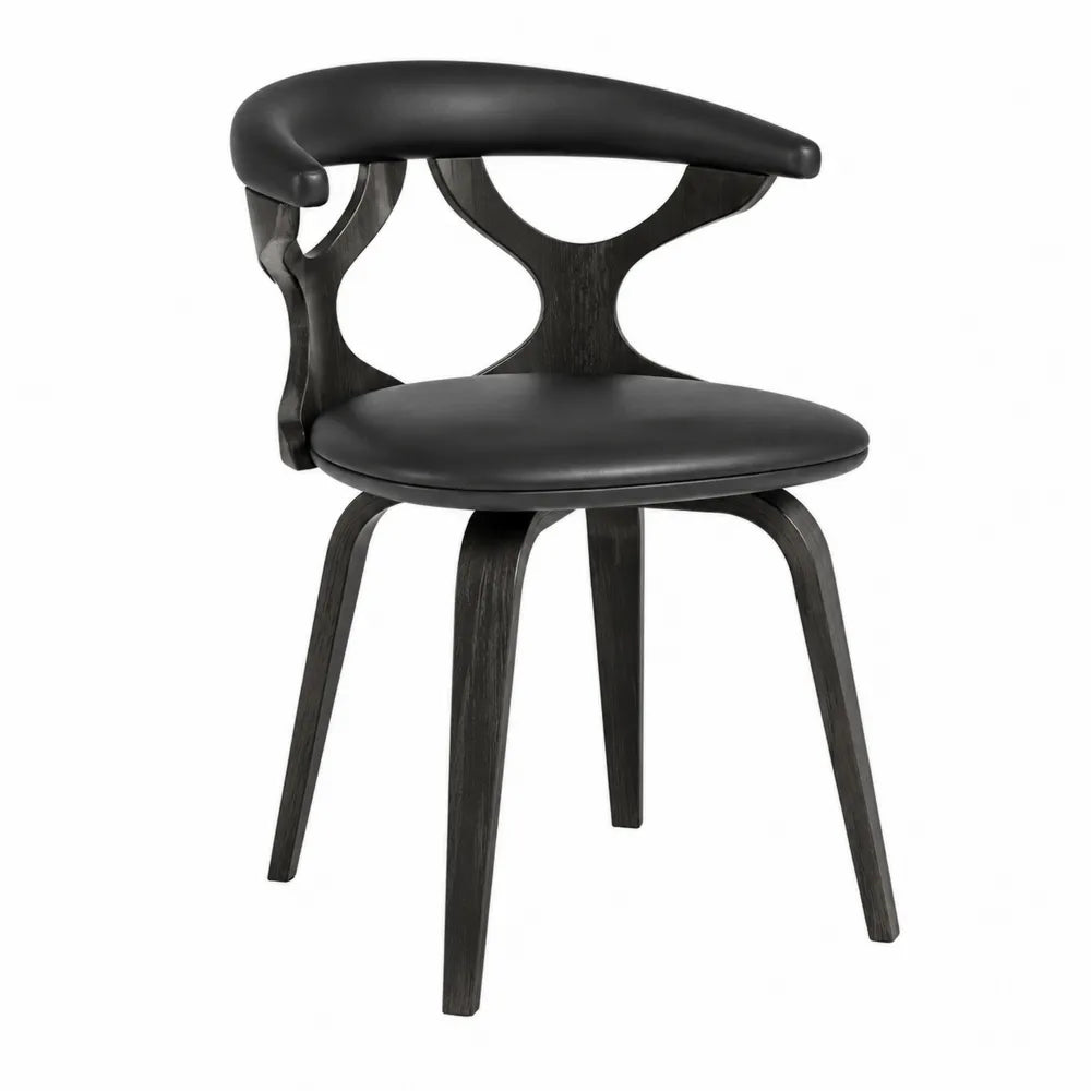 Chaise en bois de chêne et cuir PU noir