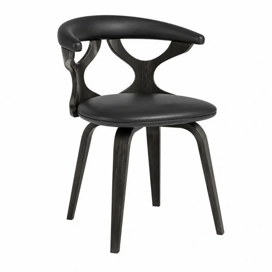 Chaise en bois de chêne et cuir PU noir