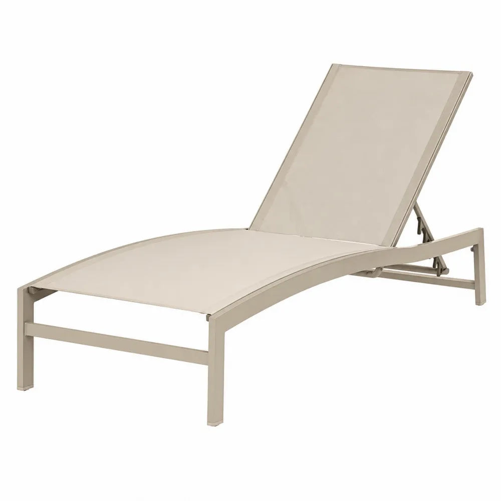 Chaise longue en aluminium et textilène beige 195cm