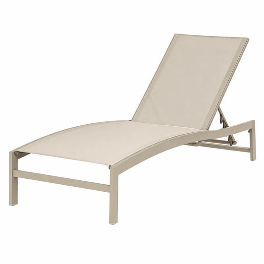 Chaise longue en aluminium et textilène beige 195cm