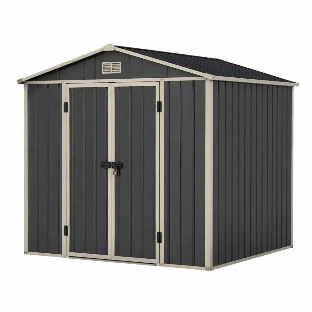 Abri de Jardin en Métal Acier Galvanisé Gris 213x130x185 cm