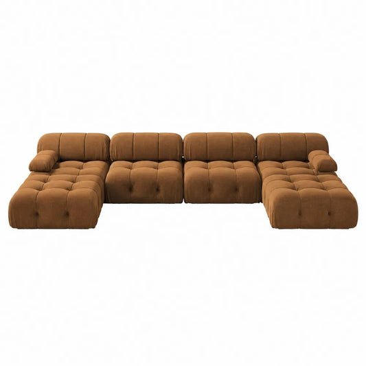 Canapé modulaire 4 pièces en tissu marron