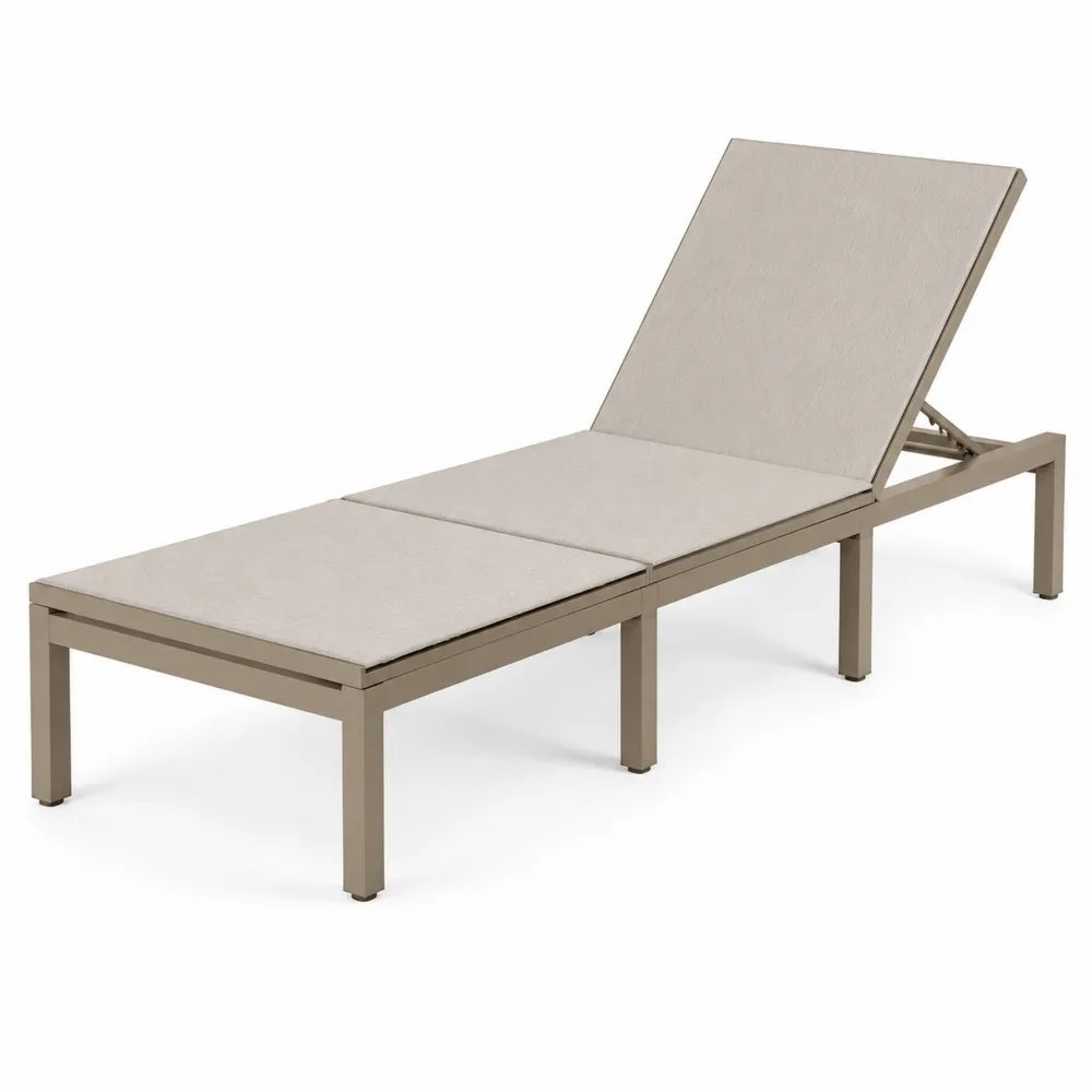 Chaise longue extérieure réglable en aluminium beige 200 cm