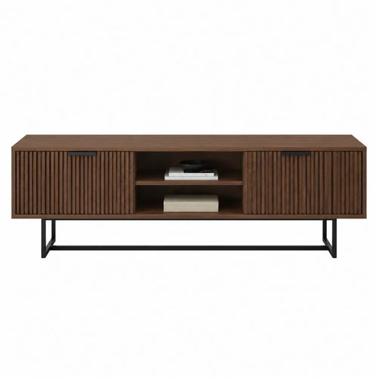Meuble TV en bois acacia et métal brun