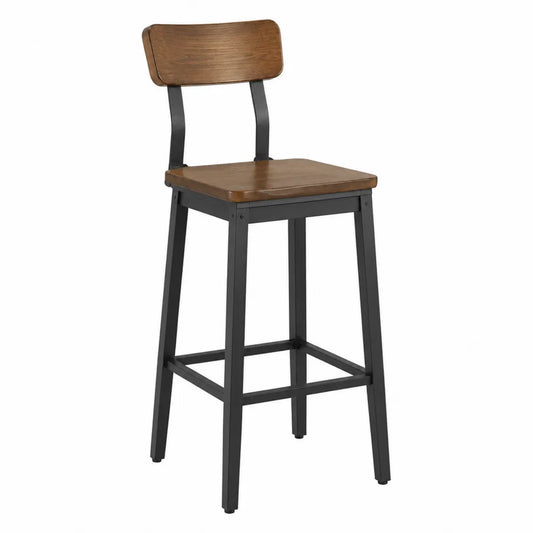 Chaise de bar en bois et métal noir et marron, hauteur 75 cm