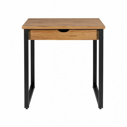 Bureau en bois avec tiroir et pieds en métal noir 90x50x75 cm