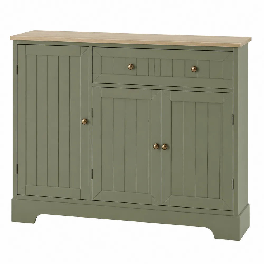 Buffet en bois et MDF avec 2 portes et 1 tiroir vert 90x85x35cm