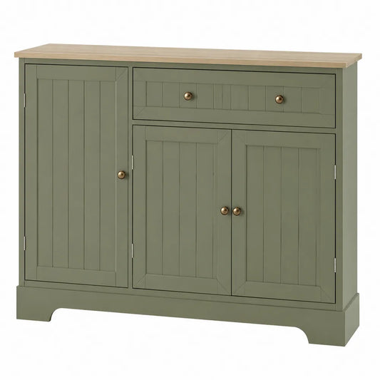 Buffet en bois et MDF avec 2 portes et 1 tiroir vert 90x85x35cm
