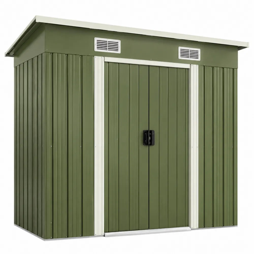 Abri de jardin en métal vert avec ventilation 202x122x180 cm