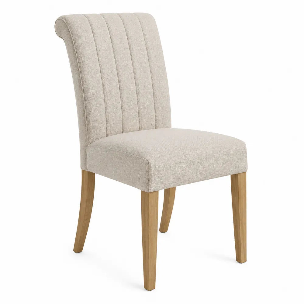 Chaise en bois et tissu beige 45x55x85 cm