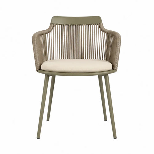 Chaise en aluminium et corde synthétique, vert/beige, 85cm