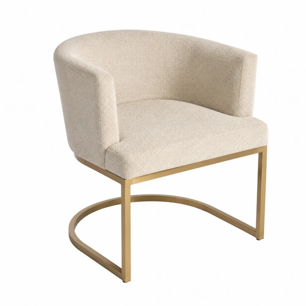 Chaise en tissu bouclette avec base en métal