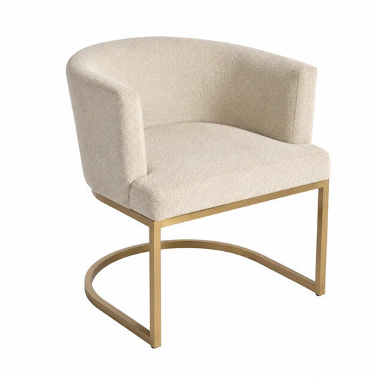Chaise en tissu bouclette avec base en métal