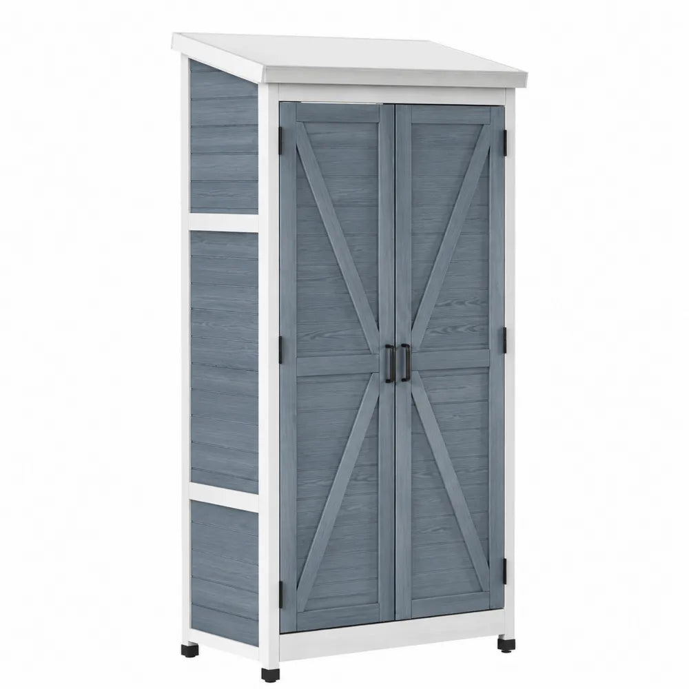 Abri de rangement extérieur en bois composite gris et blanc 190x100x50cm