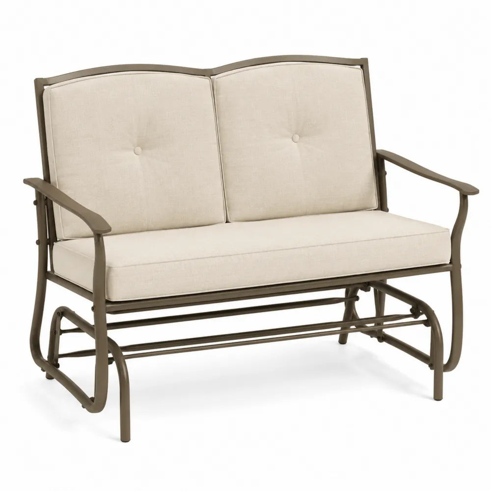 Banc à bascule en métal avec coussins beige