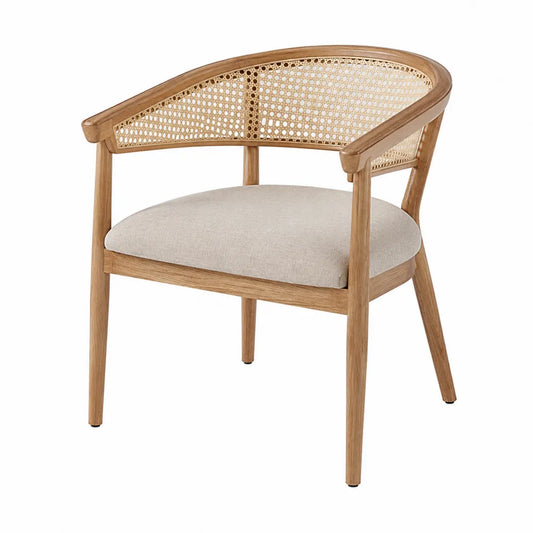 Chaise en bois d'acacia et rotin naturel 58x55x78 cm