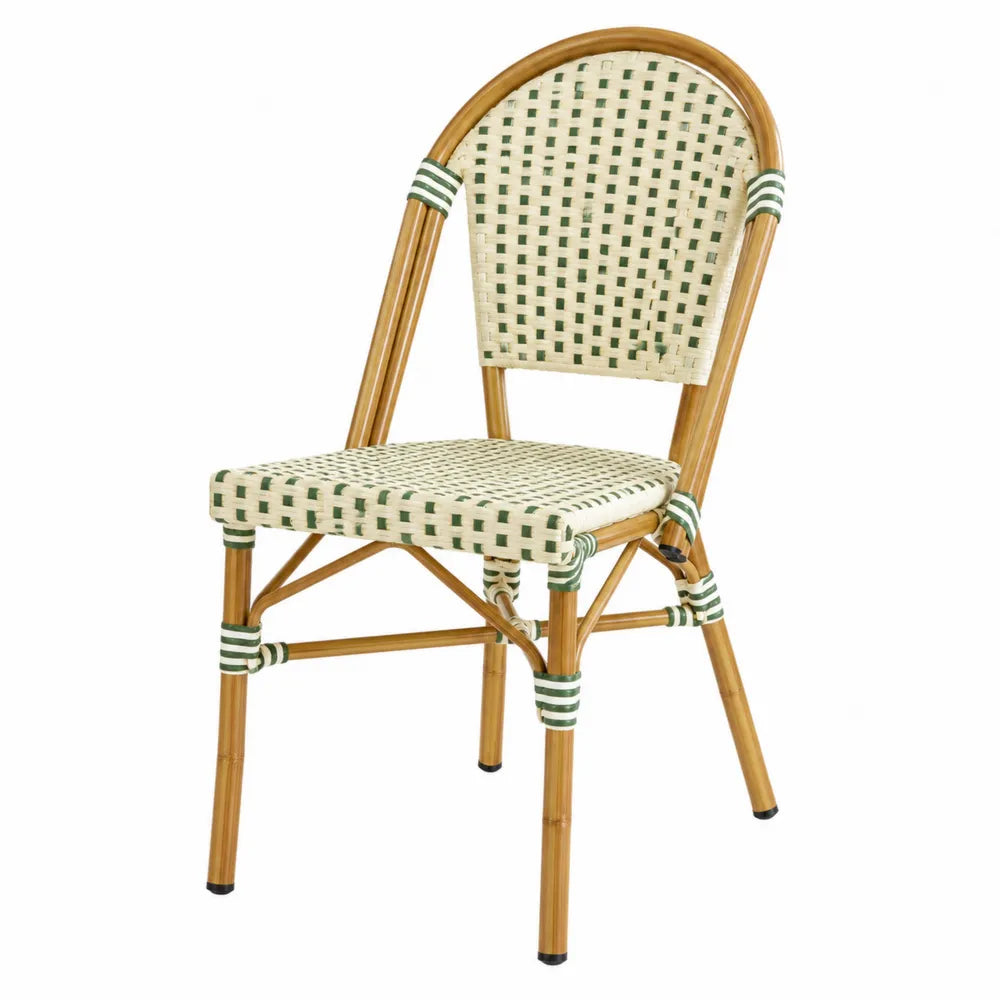 Chaise d'extérieur en aluminium et rotin beige/vert