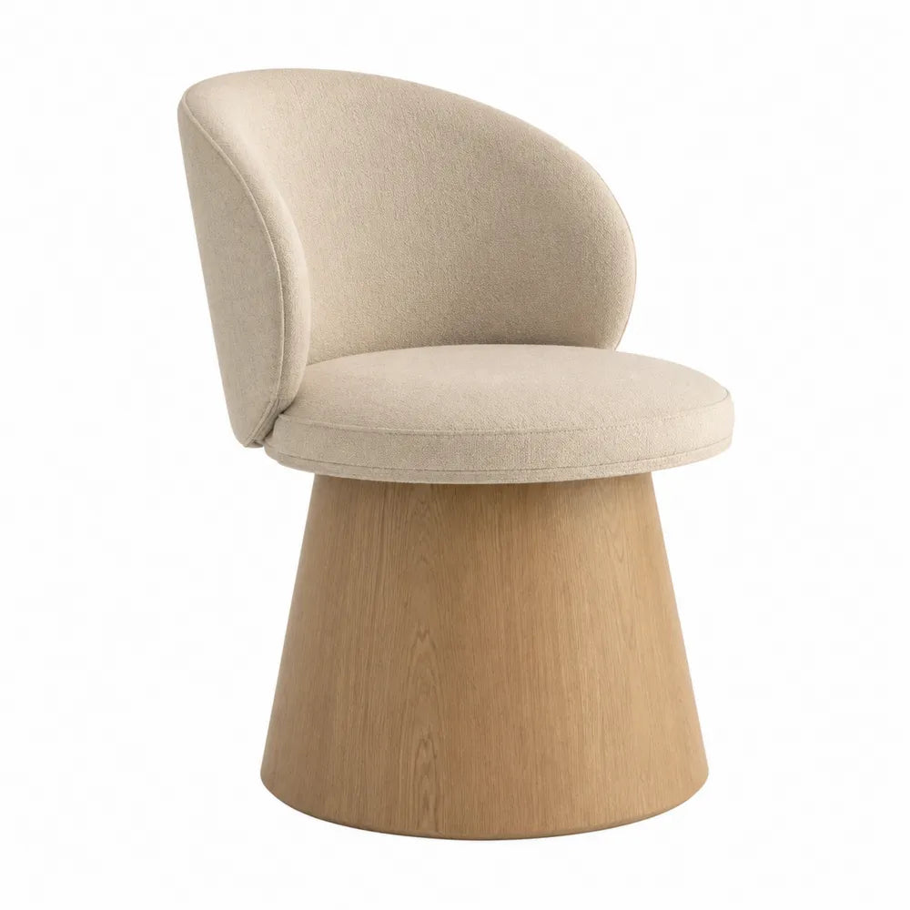 Chaise en bois et tissu polyester beige