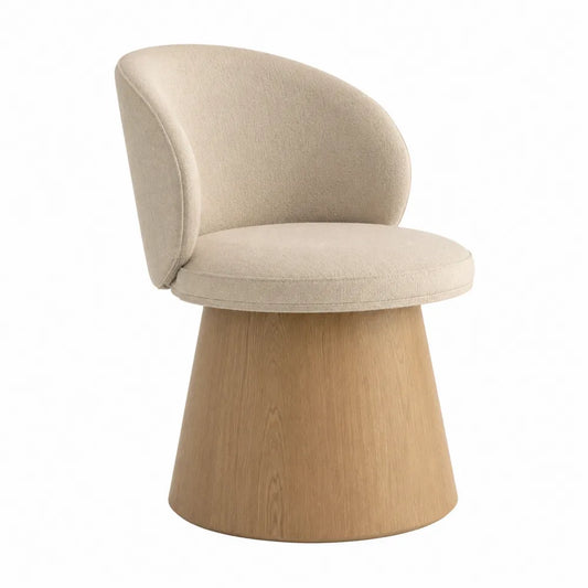 Chaise en bois et tissu polyester beige