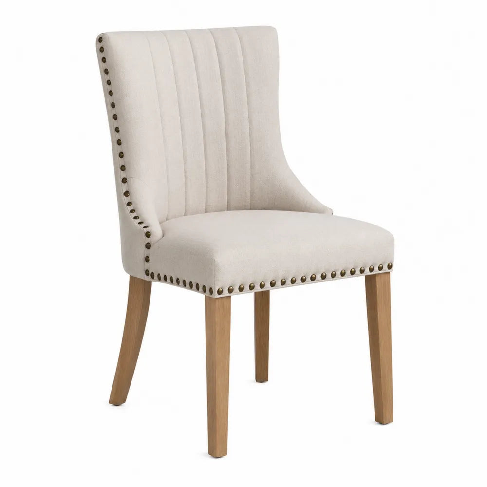 Chaise en bois et tissu polyester beige