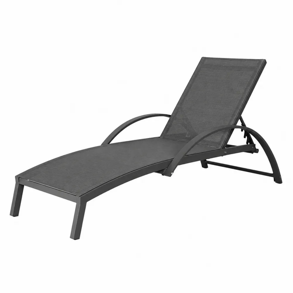 Chaise longue en métal et textilène noir