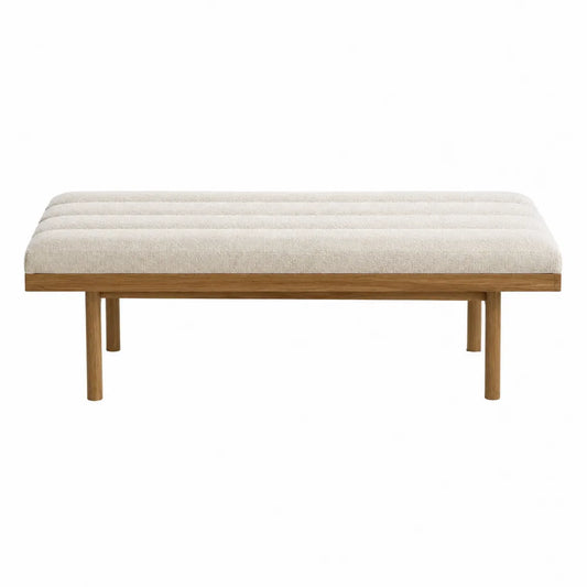 Banc en bois avec revêtement en polyester beige 120x40x45 cm