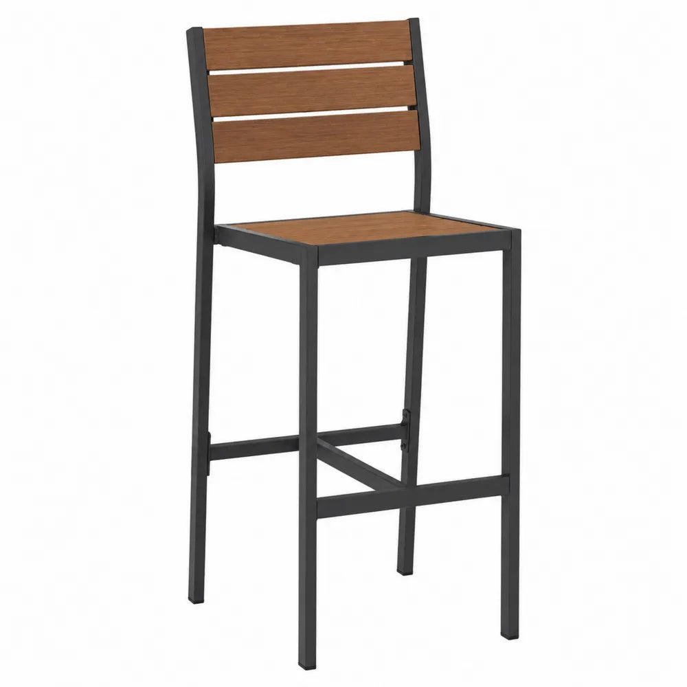 Chaise de bar extérieur en acier et bois composite marron/noir 110 cm