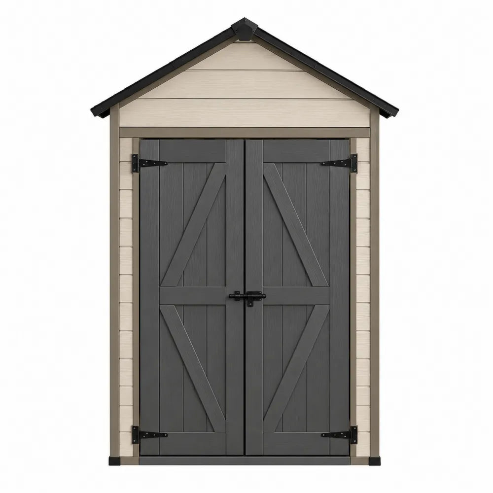 Abri de Jardin en Plastique PVC Gris Beige 190x130x220cm